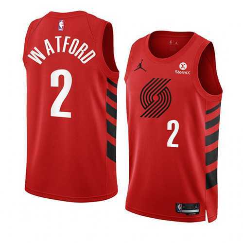 Men%27s Portland Trail Blazers #2 Trendon Watford 2022-23 Red Statement Edition Swingman Stitched Basketball Jersey Dzhi